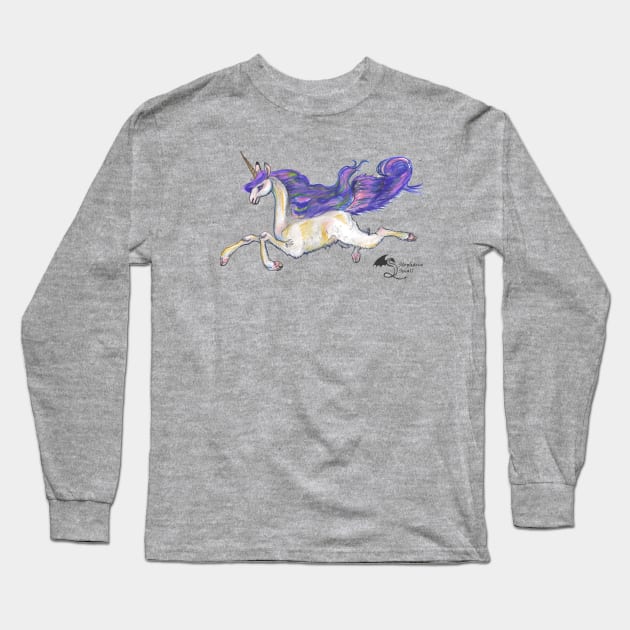 Llama Unicorn White Purple Mythological Animals wild Creatures beasts horses ponies pony magical Long Sleeve T-Shirt by pegacorna